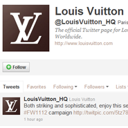 Louis Vuitton's twitter account