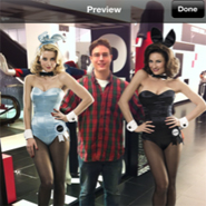 Consumers can pose with characters from NBC's The Playboy Club