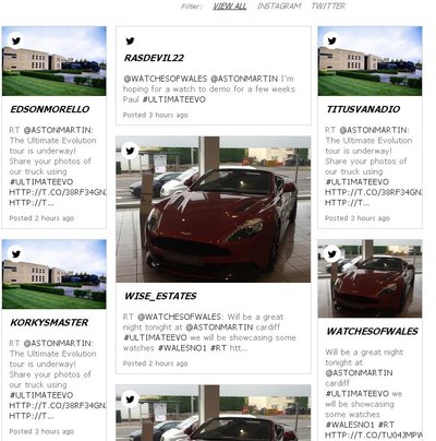 Aston Martin social pages