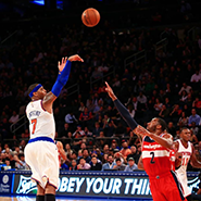 Carmelo Anthony taking a jump shot for the Knicks