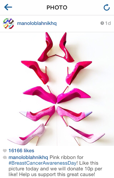 Manolo Blahnik pink ribbon Insta