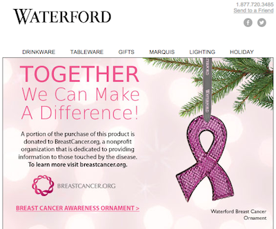 Waterford pink ribbon email