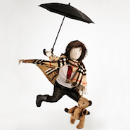Handcrafted puppet for Printemps holiday windows