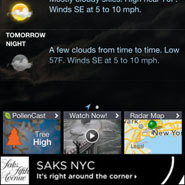 Saks mobile banner ad on the Weather Channel's app