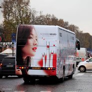 Kenzo's branded Flower bus in Paris
