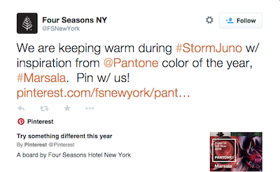 Four Seasons NY Juno tweet