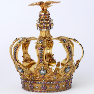 Crown dating to 1760 from Portugal on display in the Victoria & Albert "What is Luxury?" exhibit
