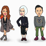 Bergdorf Goodman Instagram post showing Anna Dello Russo, Linda Fargo and Humberto Leon in Bitmoji form