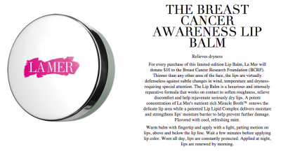 La Mer breast cancer awareness pink lip balm