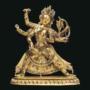 A gilt bronze figure of Parnashavari dating to the 16th century being auctioned by Christie's