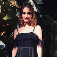 Lily James attending Burberry holiday event in 2015