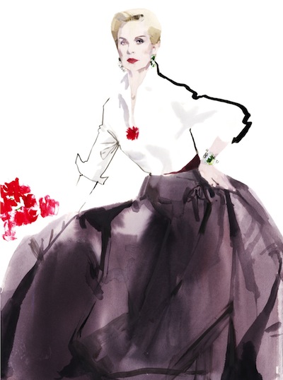 Carolina Herrera to be honored by Savannah College of Art and Design with the university's prestigious Etoile Award, given in recognition of Herrera's outstanding contributions to fashion, culture and design. Illustration by David Downton, 2012. Image courtesy of the artist. (PRNewsFoto/Savannah College of Art and Des)