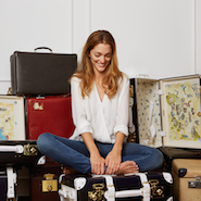 Sofia Sanchez de Betak with her Globe-Trotter luggage for Luxury Collection