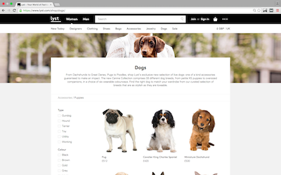 Lyst Dogs ecommerce