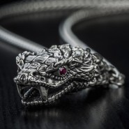 William Henry sterling silver snake pendant