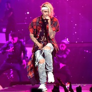Justin Bieber performs at the 2016 Purpose World Tour; Photo by Jeff Kravitz/FilmMagic 