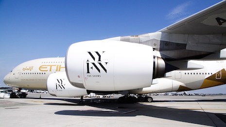 Etihad Airways' A380 with NYFW branding