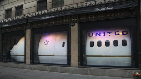 United Airlines' window display at Saks Fifth Avenue