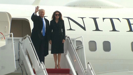 President-elect Trump steps off a government plane ahead of his inauguration