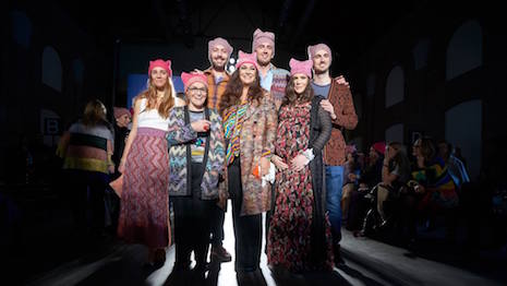 The Missoni family wearing knit pussy hats during Milan Fashion Week 