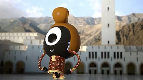 The Suzy Menkes mascot on-site in Muscat, Oman 