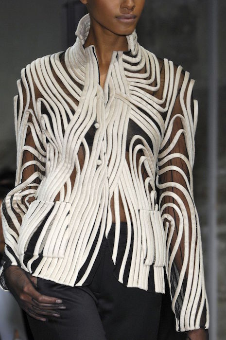 Ralph Rucci textile manipulation, black and white fashion. Image courtesy of Initiatives in Art and Culture