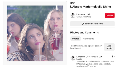 Pinterest Video Pin Lancome