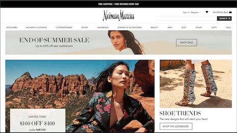 Neiman Marcus, one of the top luxury department store chains nationwide, is ramping up its digital profile to compete with online-only upstarts. Image credit: Neiman Marcus