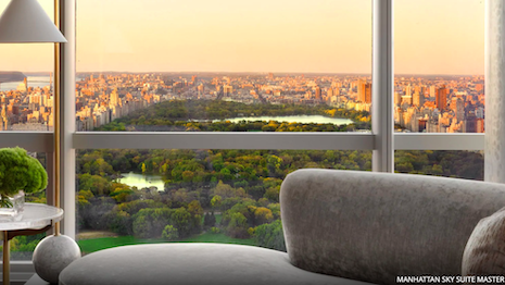 Park Hyatt Hotel's Manhattan Sky Suite view from the master bedroom. Image credit: Park Hyatt Hotel