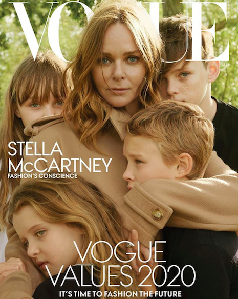 Vogue January 2020 cover with fashion designer Stella McCartney and her four kids. Image credit: Vogue