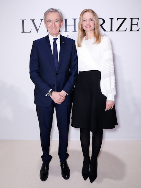 LVMH chairman/CEO Bernard Arnault and his daughter, group executive vice president Delphine Arnault at the LVMH Prize cocktail reception. Image courtesy of LVMH Prize. Photo © François Goize