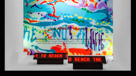 Saks Fifth Avenue Foundation has taken over Saks' windows on Fifth Avenue in New York to promote awareness of mental health and also offer access to a text help line. Image courtesy of Saks Fifth Avenue Foundation