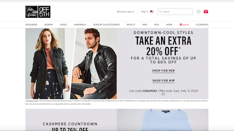 Saks off 5th's ecommerce site helped lift sales of the company, targeting consumers looking for off-price luxury and fashion apparel and accessories. Image credit: Saks Off 5th