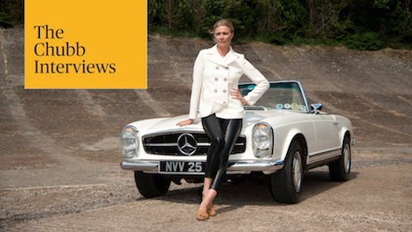 British model Jodie Kidd hosts insurer Chubb's first podcast series on classic cars. Image courtesy of Chubb