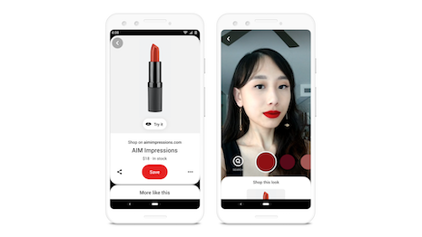 Pinterest's Make-up try-on AR app. Image credit: Pinterest