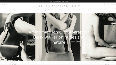 Daisy Walker has taken nude self-portraits for Stella McCartney with the fashion brand's vegan bags. Image credit: Stella McCartney
