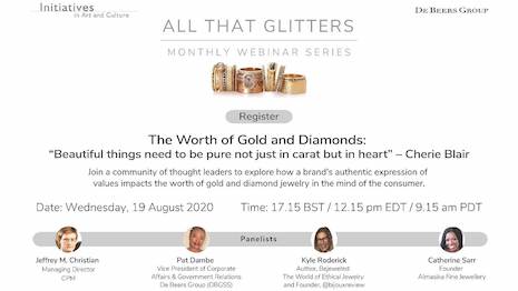 The free webinar on Aug. 19 focuses on how a brand’s authentic expression of values affects the worth of gold and diamond jewelry in the mind of the consumer. Image courtesy of Initiatives in Art and Culture