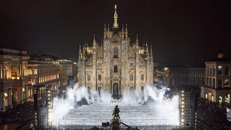 Moncler ignited the historical Piazza del Duomo in the heart of the city, with a performance directed by the avant-garde French choreographer Sadeck Berrabah, also known as Sadeck Waff. Image courtesy of Moncler
