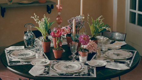 Photo of a table set with Dior Maison dining ware 