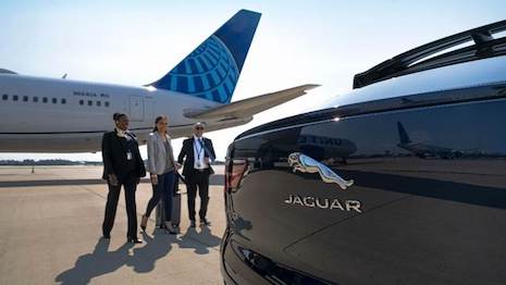 United Airlines' deal with Jaguar for gate-to-gate service is yet another perk for the carrier's most loyal customers as it competes with rivals for continued business from frequent fliers. Image credit: Jaguar Land Rover North America, United Airlines