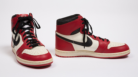 Nike “Air Jordan” high top sneakers 1985, USA, The Museum at FIT, 85.196.1, gift of Nike Inc. Image credit: Museum at FIT
