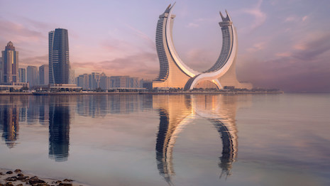 The dual-branded Raffles Doha and Fairmont Doha, housed within Katara Towers. Image credit: CNW Group/Accor