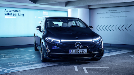Photo of Mercedes vehicle equipped with self-parking system