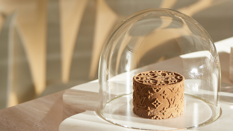 Louis Vuitton's new Parisian experience highlights chocolate desserts featuring its branding. Image credit: Louis Vuitton