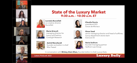 Luxury Daily's hour-long "State of the Market" session included six total speakers from around the world. Image credit: Luxury Daily