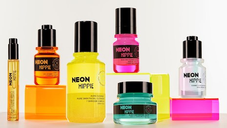 True to its name, the Neon Hippie line presents earthy ingredients in brightly colored packaging. Image credit: Neiman Marcus
