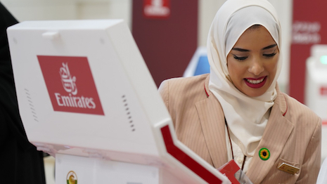 Specially trained Emirates employees will wear a pin bearing a sunflower (the internationally recognized emblem of hidden disabilities) to make themselves visible to passengers with Autism. Image credit: Emirates