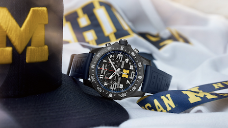The collection brings together the brand's historic support of sports with high-watchmaking technology and a strong dose of school spirit. Image credit: Breitling