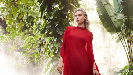 A new campaign sees British actress Vanessa Kirby embracing heritage amid the depths of the jungle, in honor of Cartier’s La Panthère perfume. Image credit: Cartier