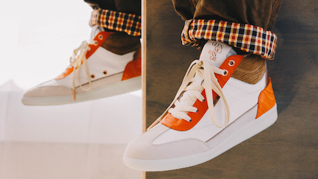 Fusing streetwear and single malts with a single set of design codes, The Shoe Surgeon and Glenmorangie have engineered just 100 custom pairs of whisky-inspired sneakers. Image courtesy of Glenmorangie